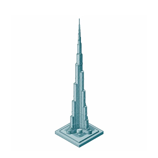 Isometric illustration of the Burj Khalifa