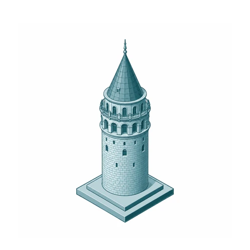 Isometric illustration of the Galata Tower