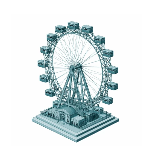 Isometric illustration of the Vienna Riesenrad